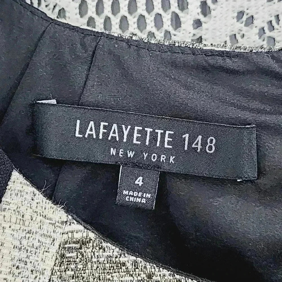 Lafayette 148 New York Cap Sleeve Textured Color block Sheath Dress 4 - Picture 6 of 10